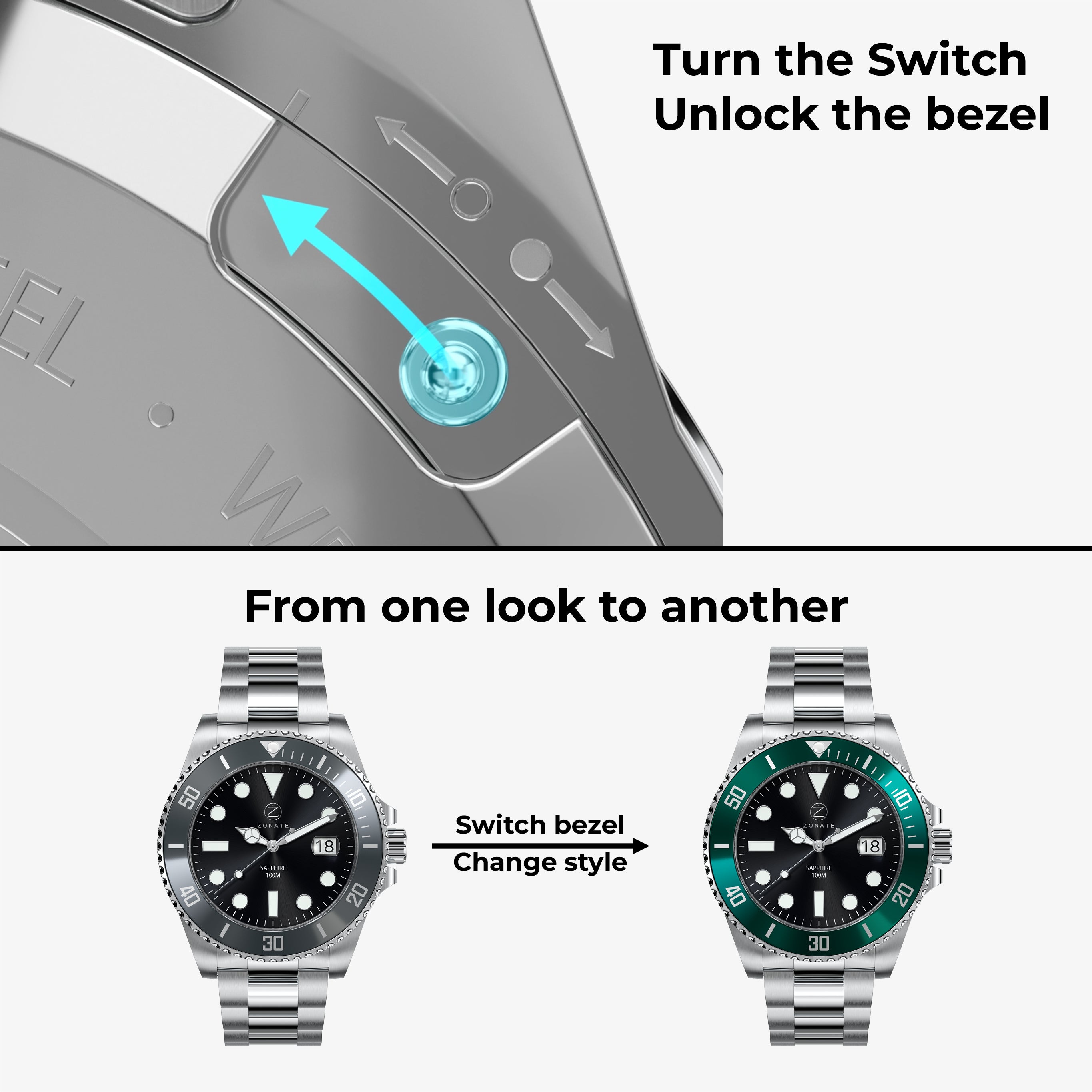 Pivot Black - Grey Bezel