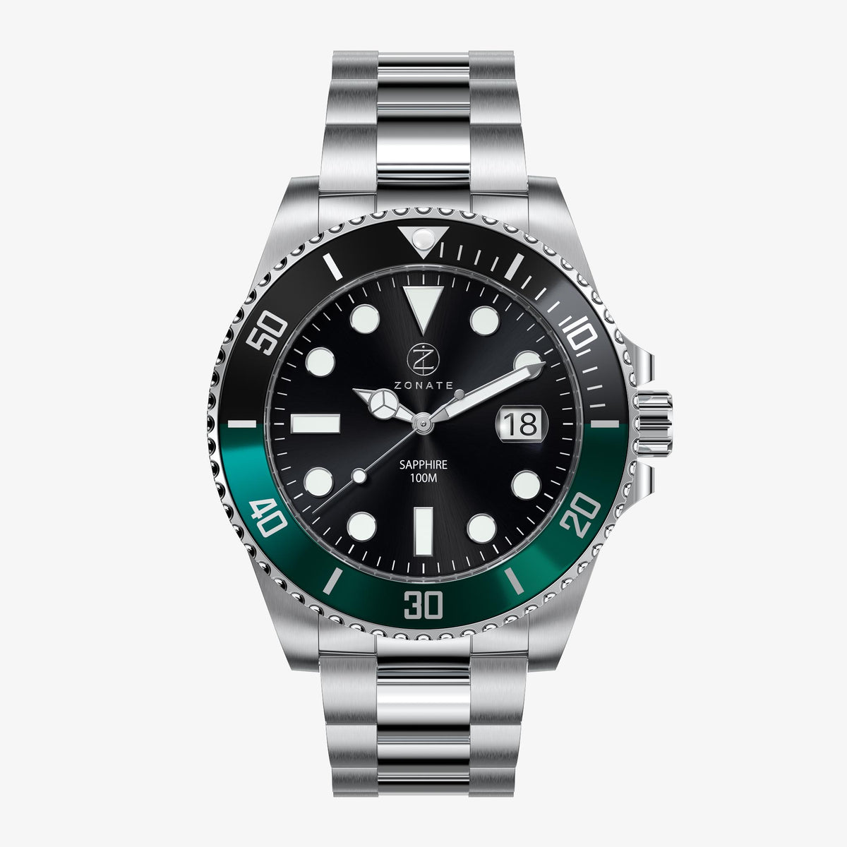Pivot Black - Black & Green Bezel