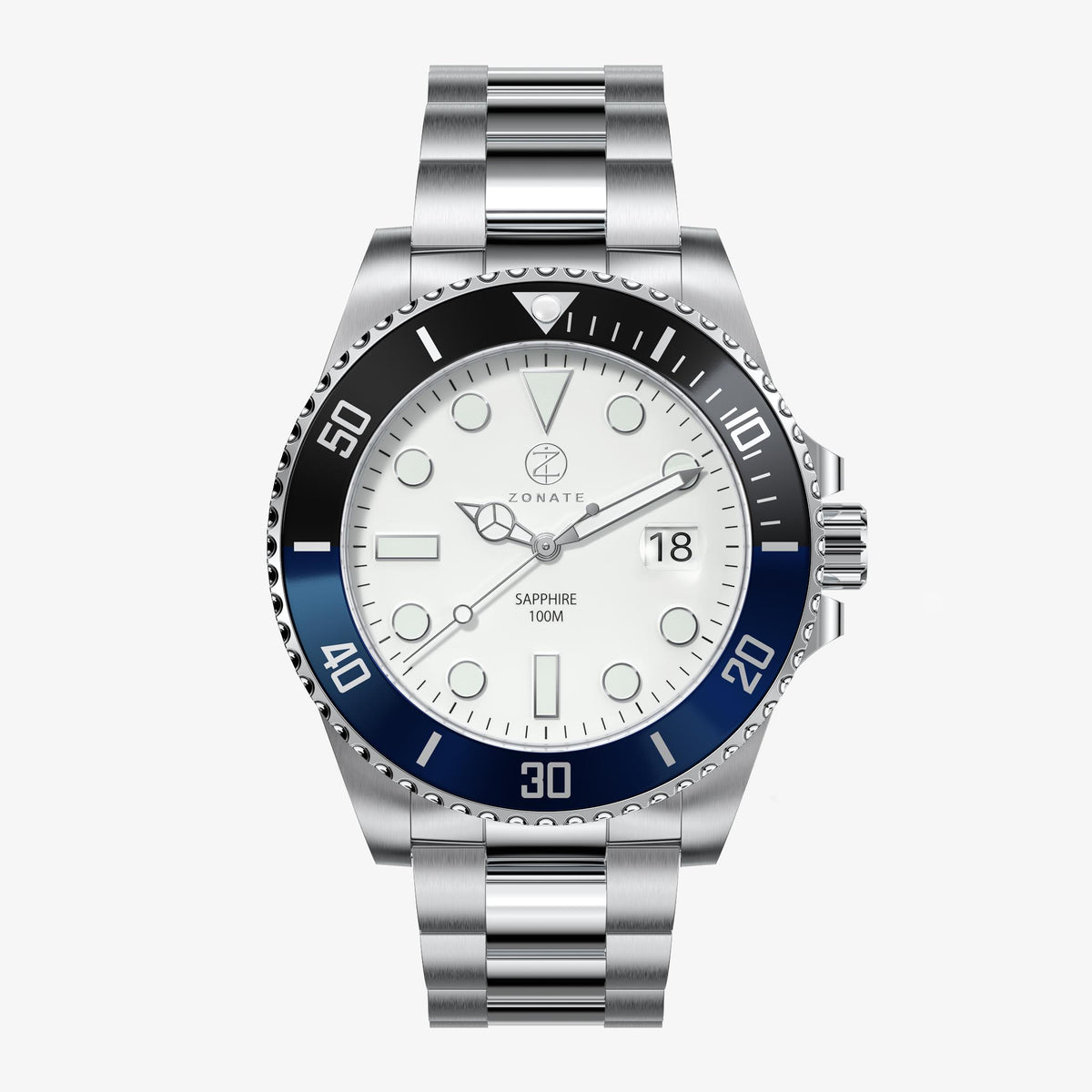 Pivot White - Black & Blue Bezel