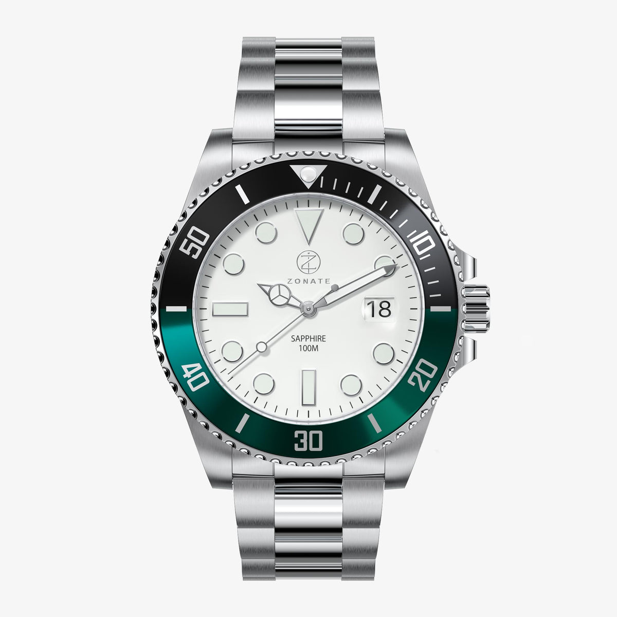 Pivot White - Black & Green Bezel