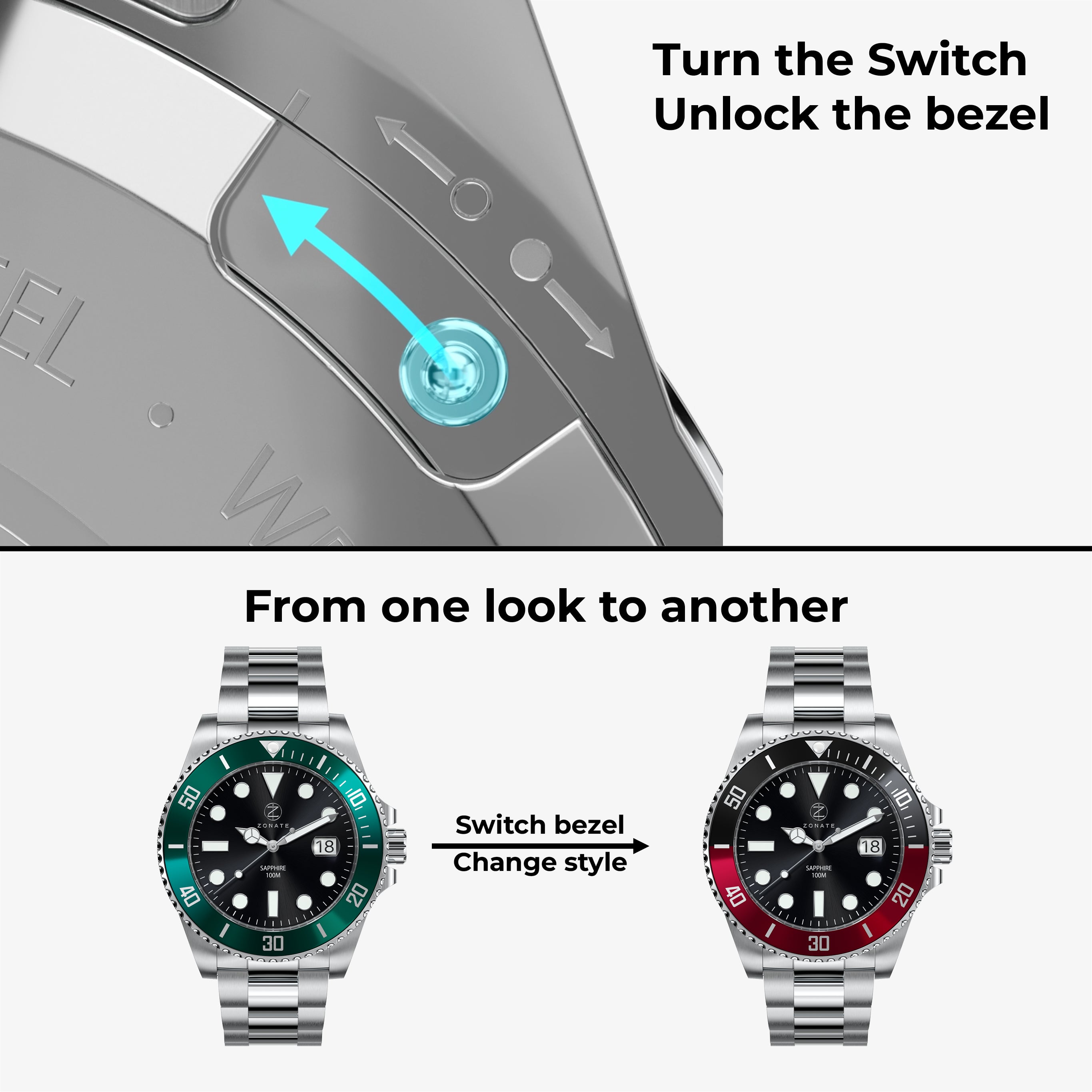 Pivot Black - Green Bezel